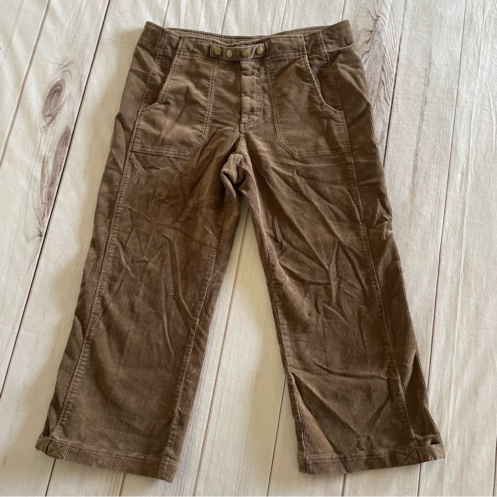 Y2k Corduroy Cropped Capri Pants Women’s 6 Brown Cinch Button Outdoor 90s Pulp - Picture 2 of 14